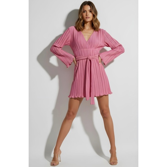 LOVERS + FRIENDS Bernice Pleated Mini Dress, Candy Pink, Large - Picture 4 of 13